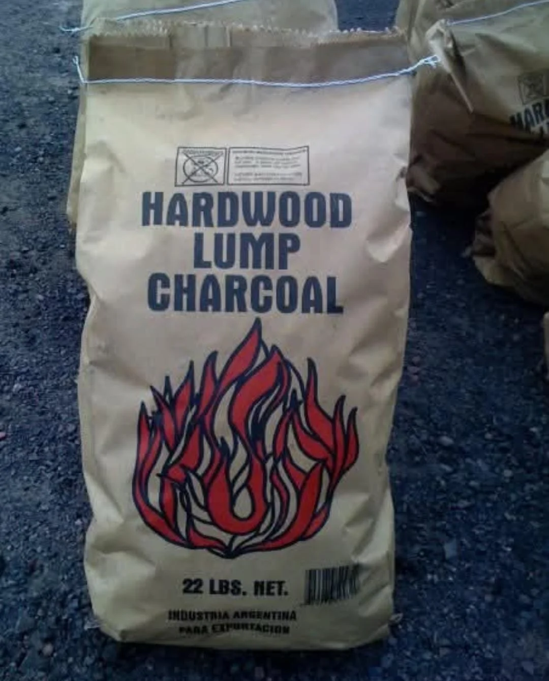 Bolsa kraft de hardwood lump charcoal de 22 libras para exportación, industria argentina